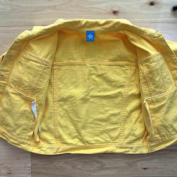 High Key Bright Yellow 100% Cotton Jean Jacket | Size Small - Picture 4 of 8